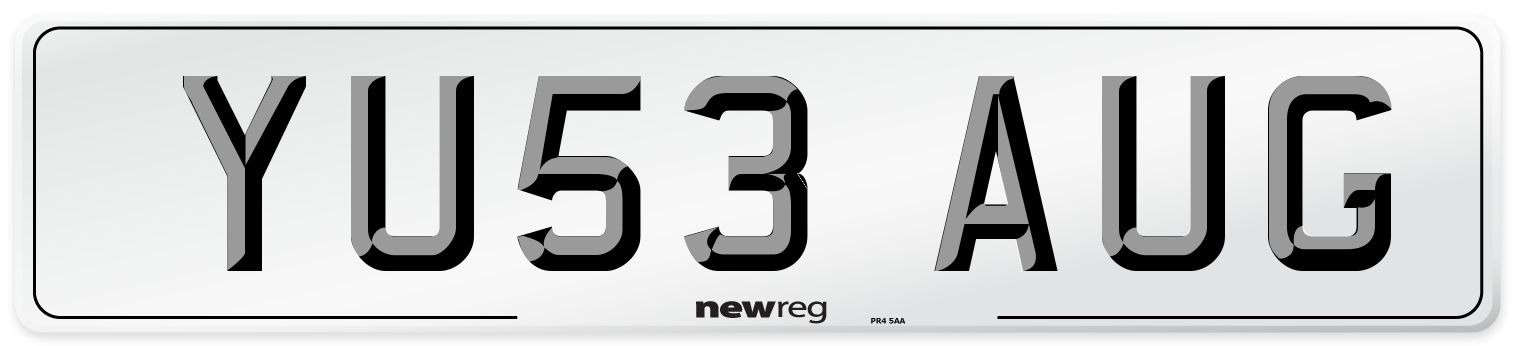 YU53 AUG Number Plate from New Reg